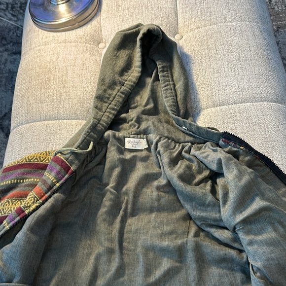 LAKHAY ..BOHO ..COTTON CROPPED ..ZIP UP HOODIE GREEN M/L UNISEX.. - Picture 6 of 13